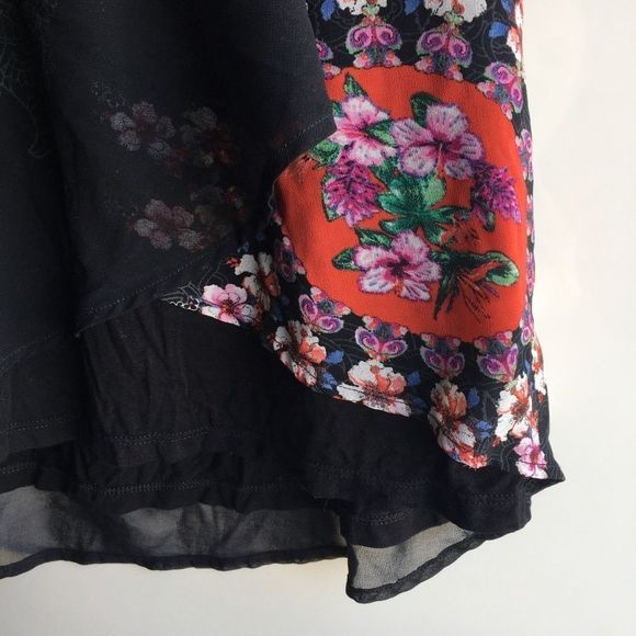 Desigual boho Sleeveless Blouse Lucile black colourful floral asymmetrical flowy - Picture 10 of 14